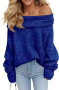 Off The Shoulder Sweater Oversized Ribbed Knit Pullover - Cozy Fall