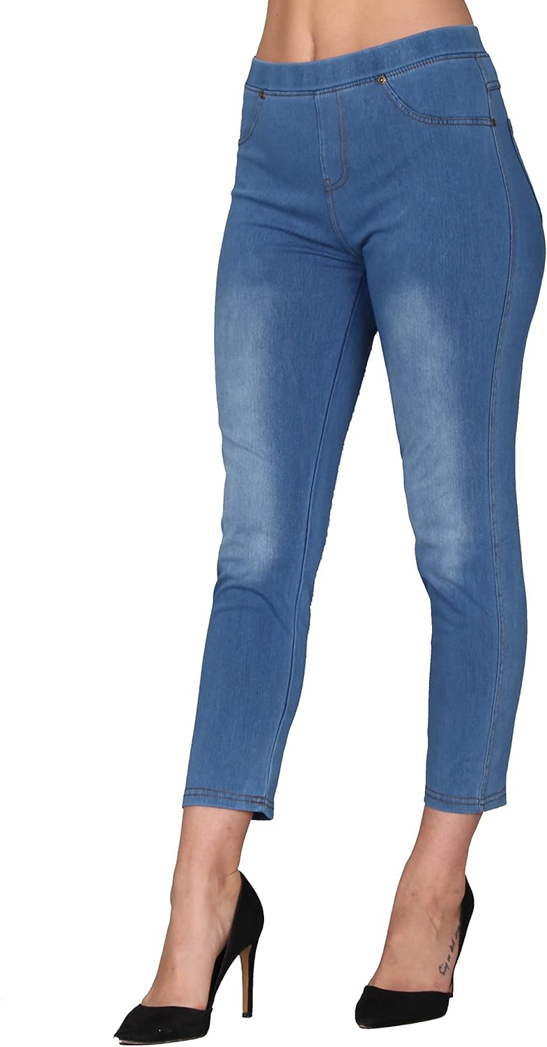 Lildy Women's Denim Jeggings: Stylish Stretchable Capri Fit