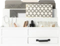 BLU MONACO White Desktop Organizer with Drawer - Rustic Desk Mail