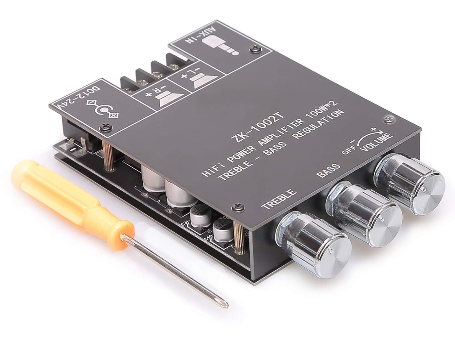 Wireless DIY Stereo AMP Board, 100W+100W, BT/AUX, Treble/Bass Control