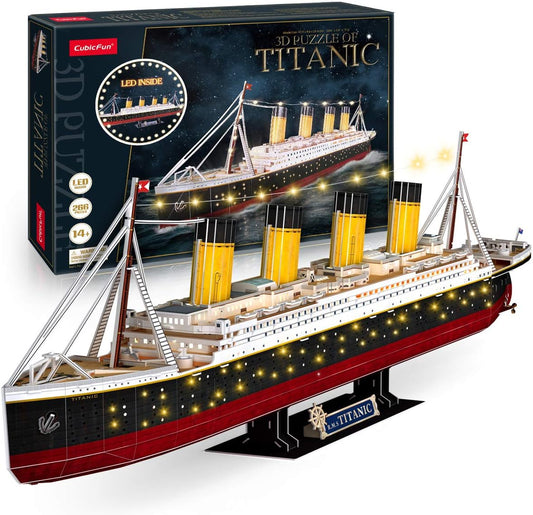 CubicFun 3D Titanic Puzzle - LED Ship Model for Home Decor