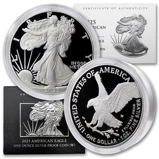 2025 W 1 oz American Silver Eagle Proof Coin in Capsule