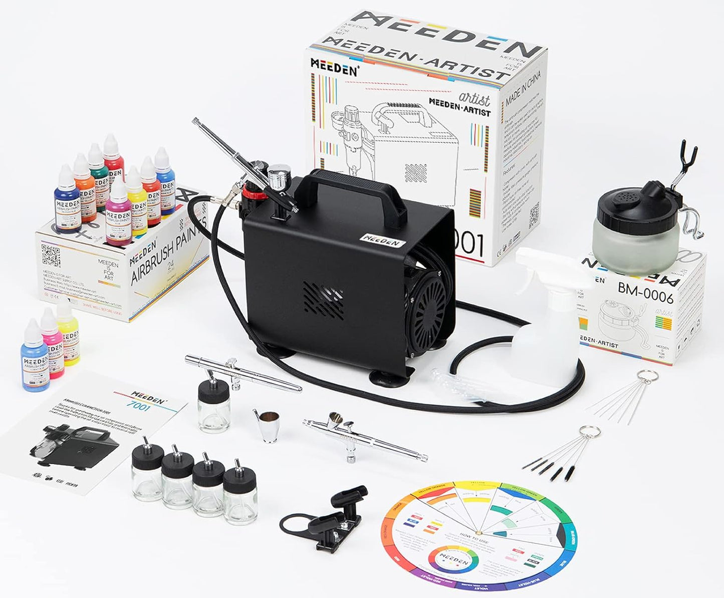 MEEDEN Airbrush Kit with Compressor and 24 Colors of Paint