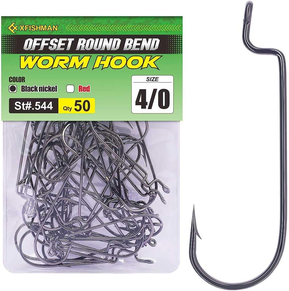 XFISHMAN Bass Fishing Offset Worm Hooks - Perfect Texas Rig Hooks!