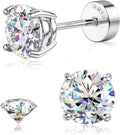 Moissanite Earrings Studs D Color VVS1 14K Gold Plated - Flat Back