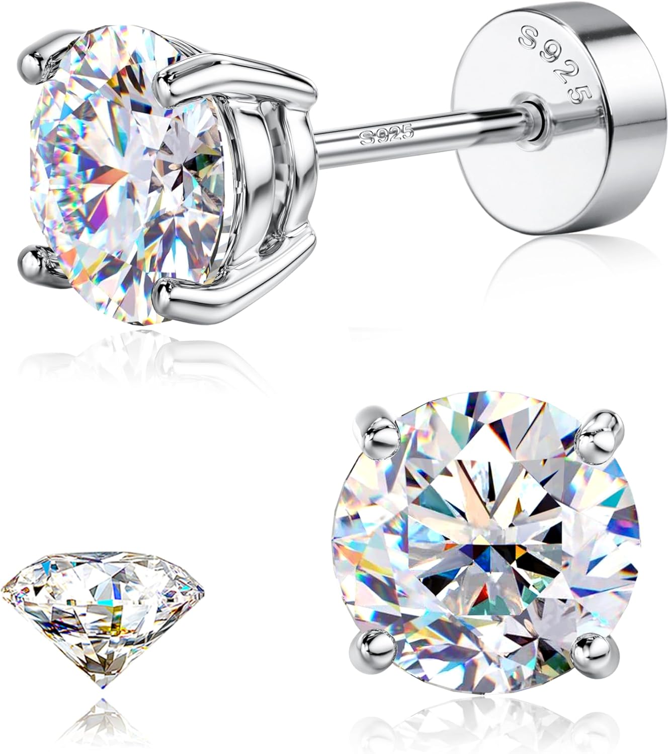 Stunning Moissanite Earrings Studs in 14K Gold Plated Silver
