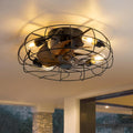ZYD Caged Ceiling Fan with Light - 19in Retro Industrial Design