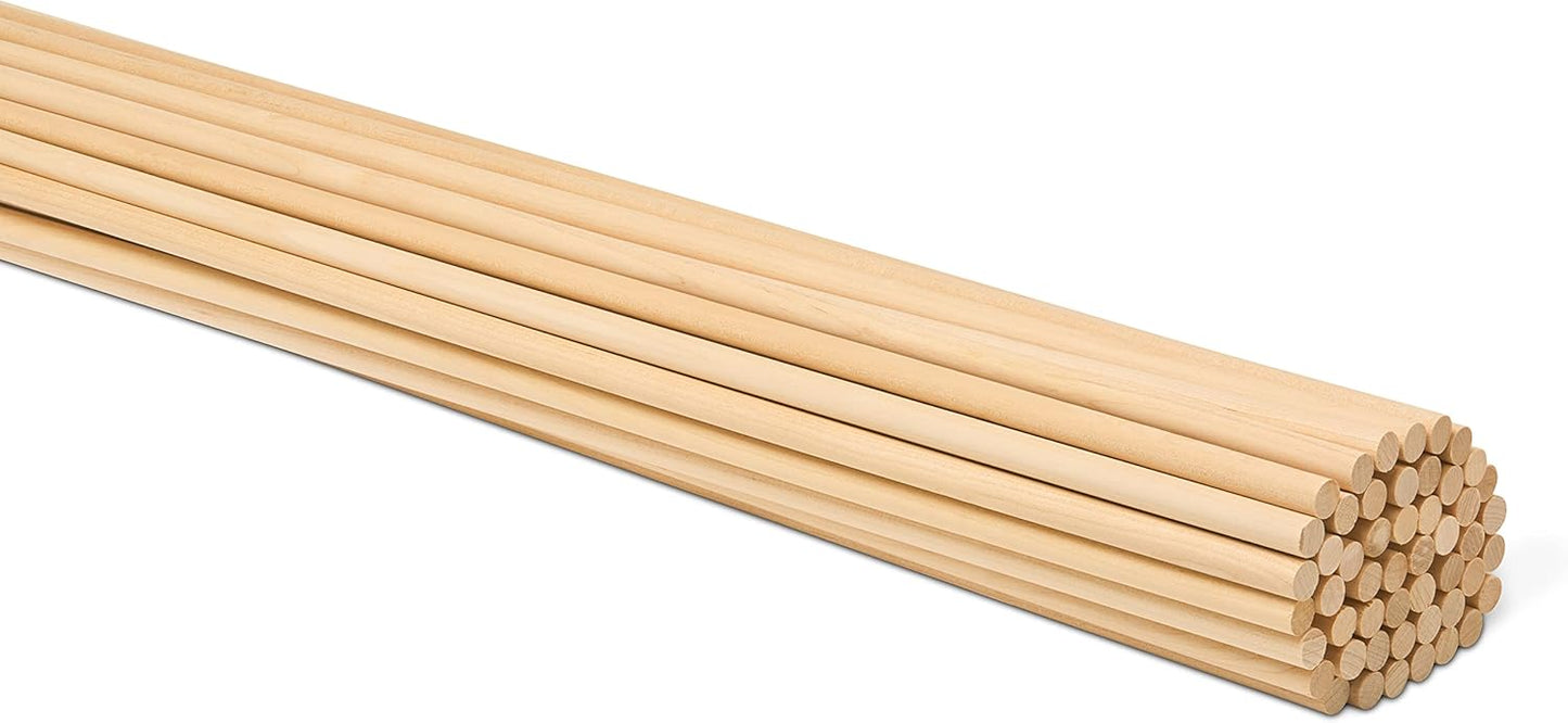 Wooden Dowel Rods 3/8 Inch x 36 Inch Pack of 50 for Crafts