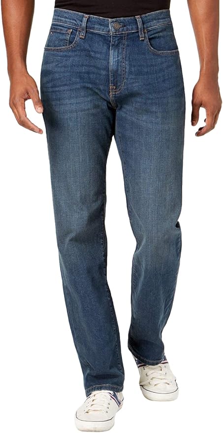 Tommy Hilfiger Mens Relaxed Fit Stretch Jeans for Comfort
