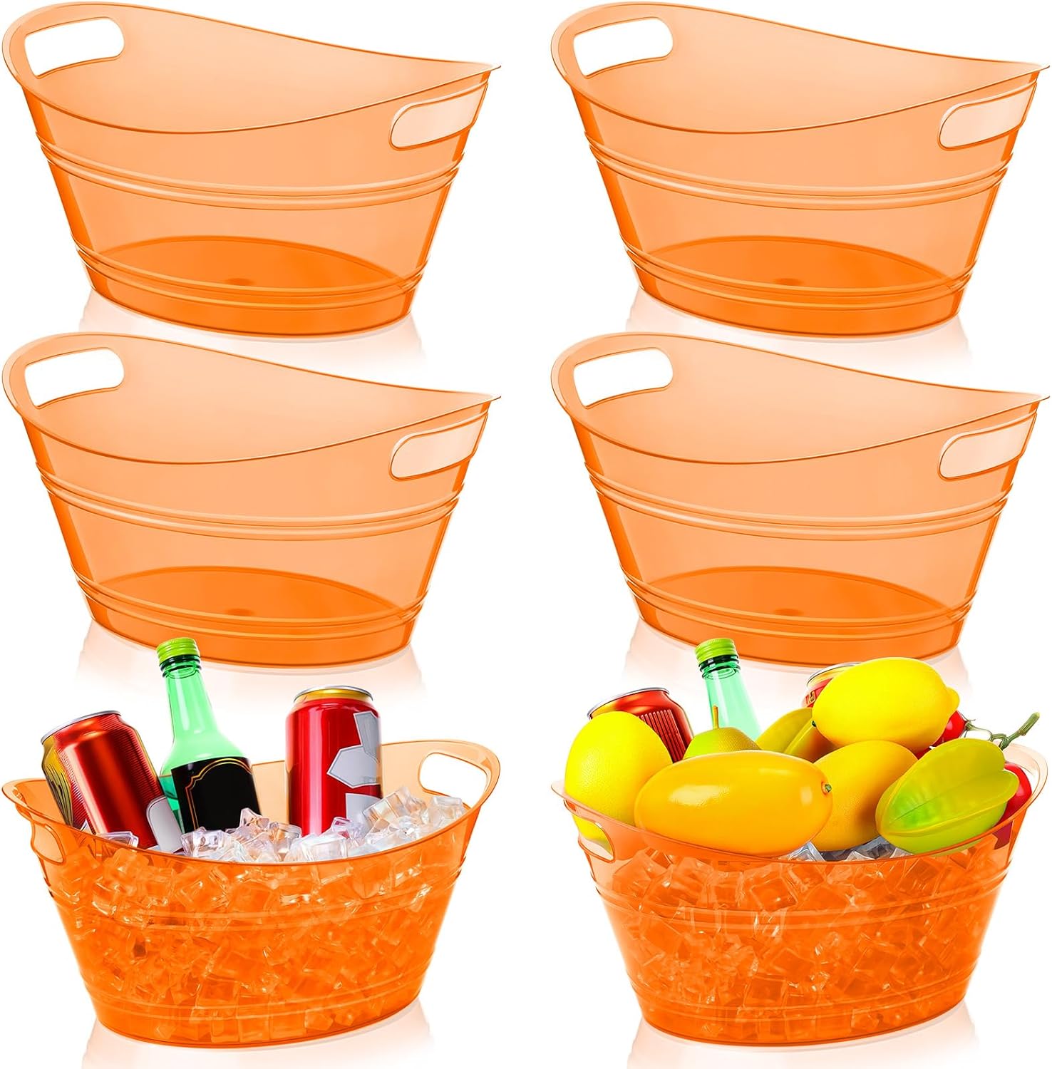Meekoo 6 Pcs Plastic Ice Buckets for Parties and Events