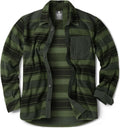 CQR Men's Long Sleeve Heavyweight Fleece Shirt - Warm Plaid Layer Bush