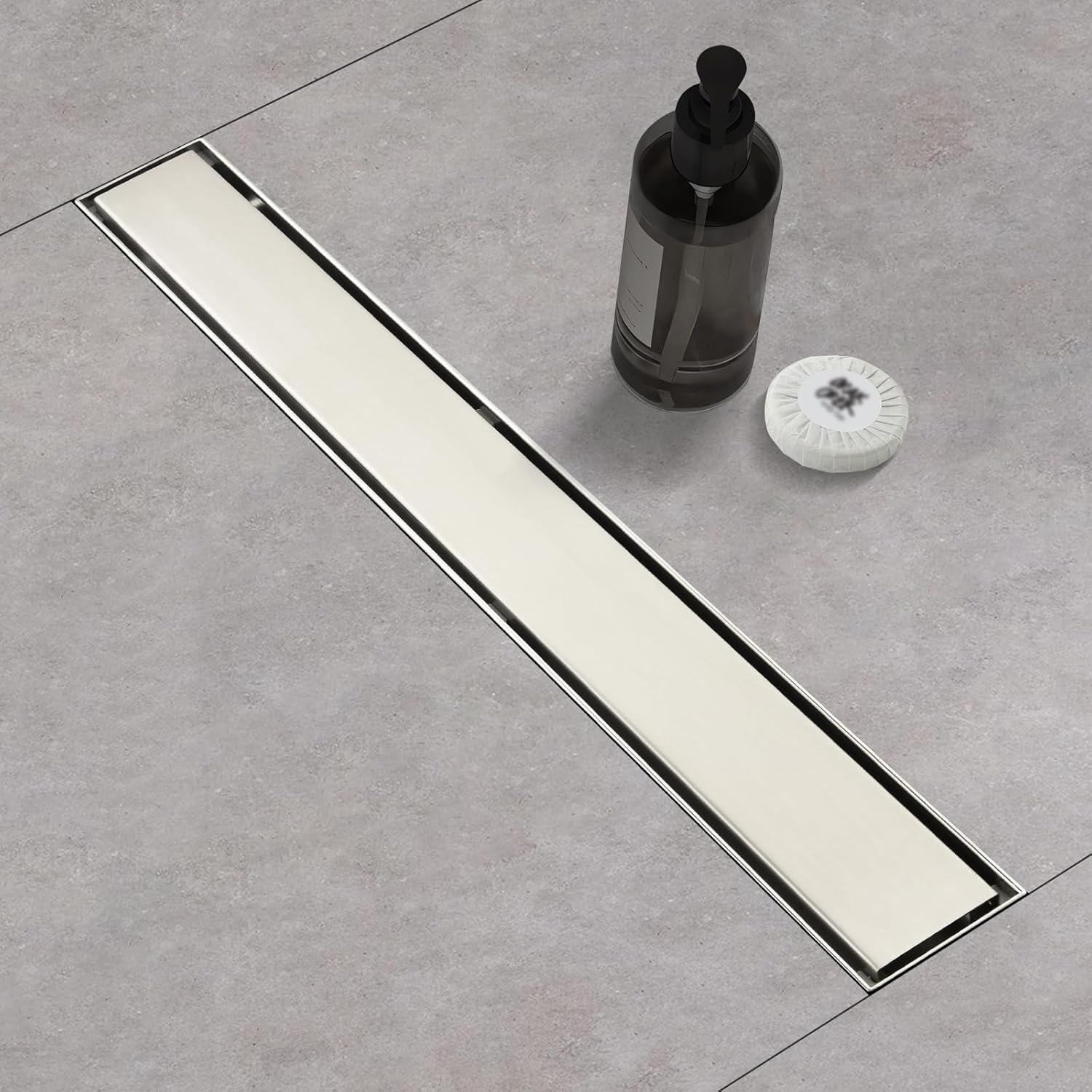 Linear Shower Drain 48 Inch Brushed Stainless Steel with Cover