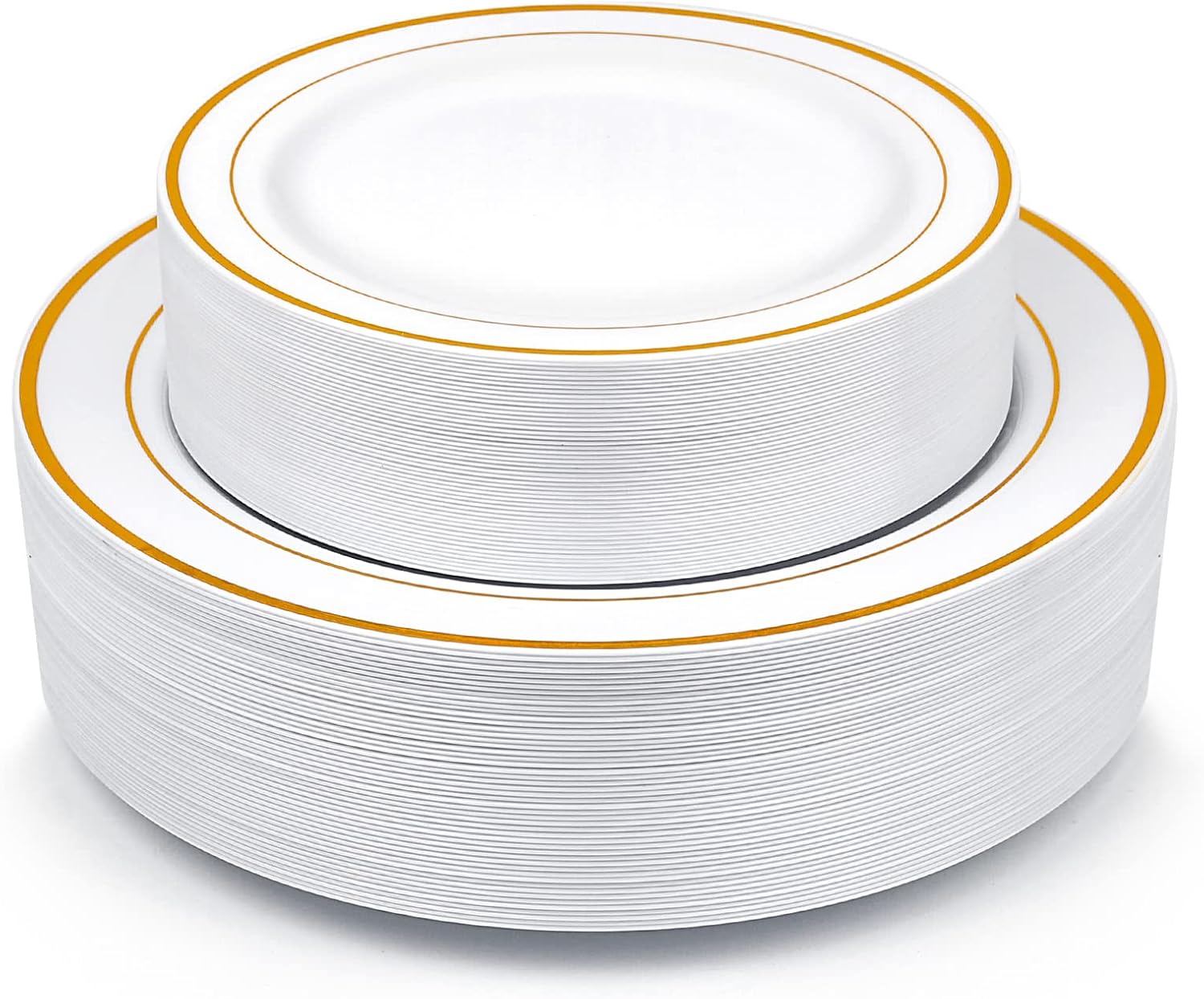 MCIRCO 100-Piece Gold Plastic Plates Set
