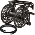 AQUAZILLA Metal Decorative Garden Hose Reel for Outdoors
