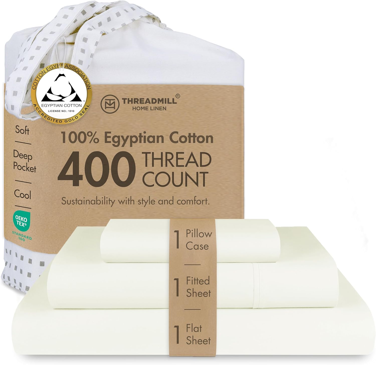 Threadmill Egyptian Cotton Twin Sheets Set for Cozy Sleep