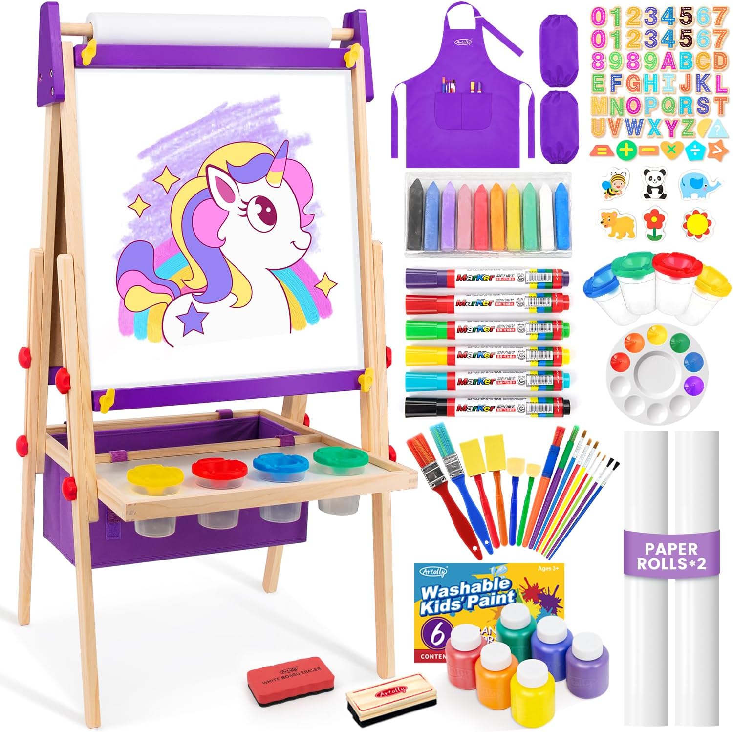 Adjustable Standing Art Easel for Kids with Magnetic Surfaces