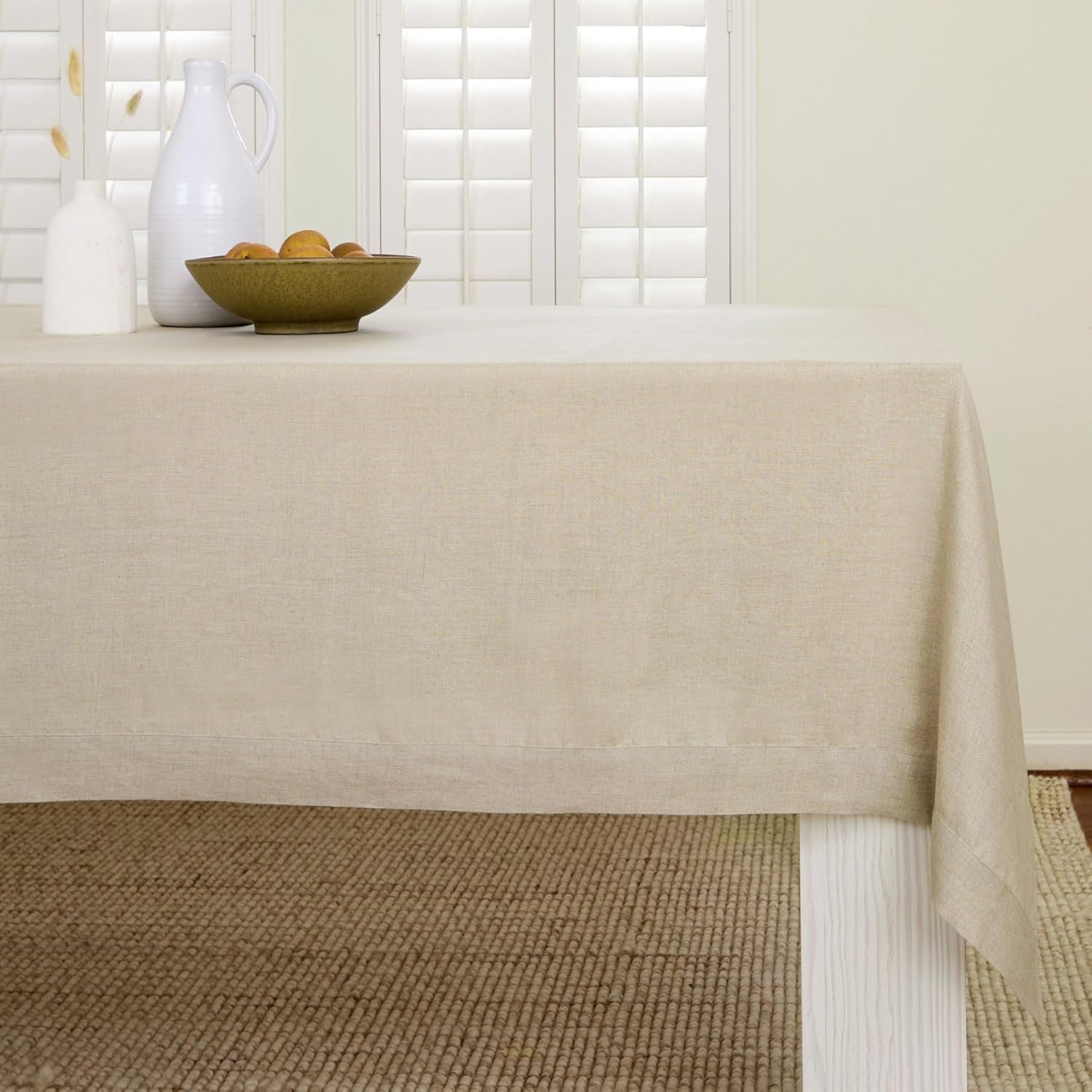 Natural Linen Tablecloth 60 x 108 Inch for Holiday Gatherings