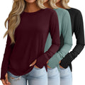 Huukeay Women's Long Sleeve Thumb Hole Shirts 3-Pack - Comfortable