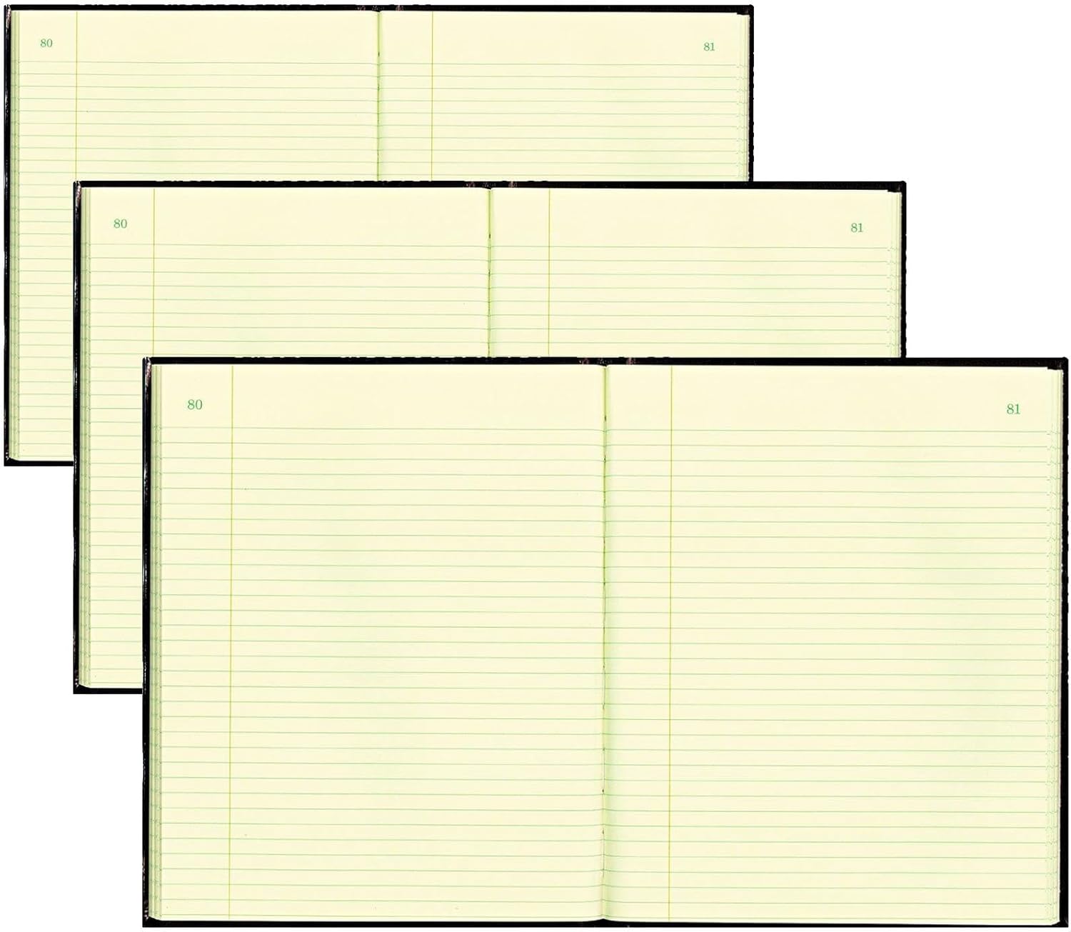 Texhide Series Record Book with Black Leather Cover - Pack of 3