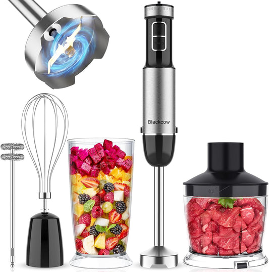 12 Speed Immersion Blender: Titanium Blades, BPA-Free Attachments