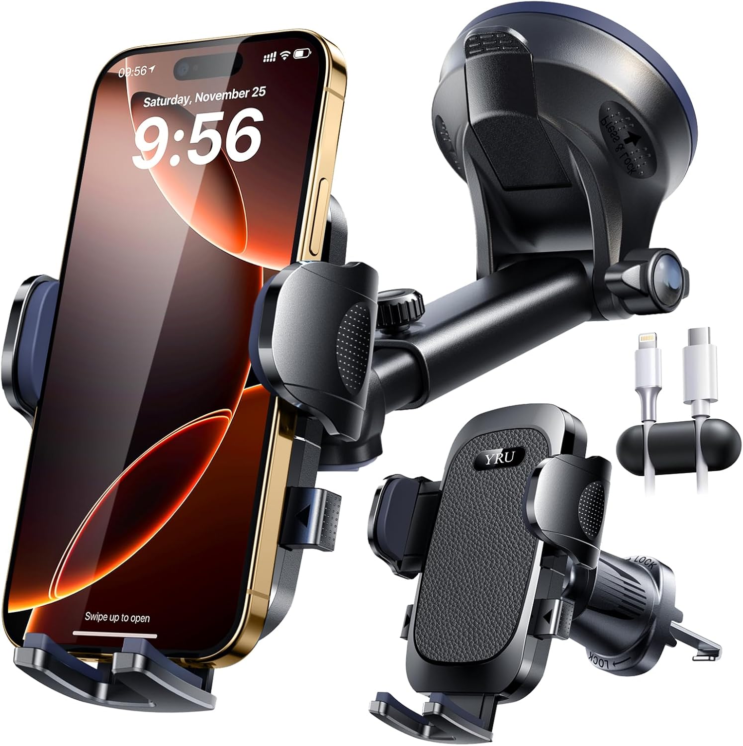 YRU True Military-Grade Car Phone Holder Mount for Safe Driving
