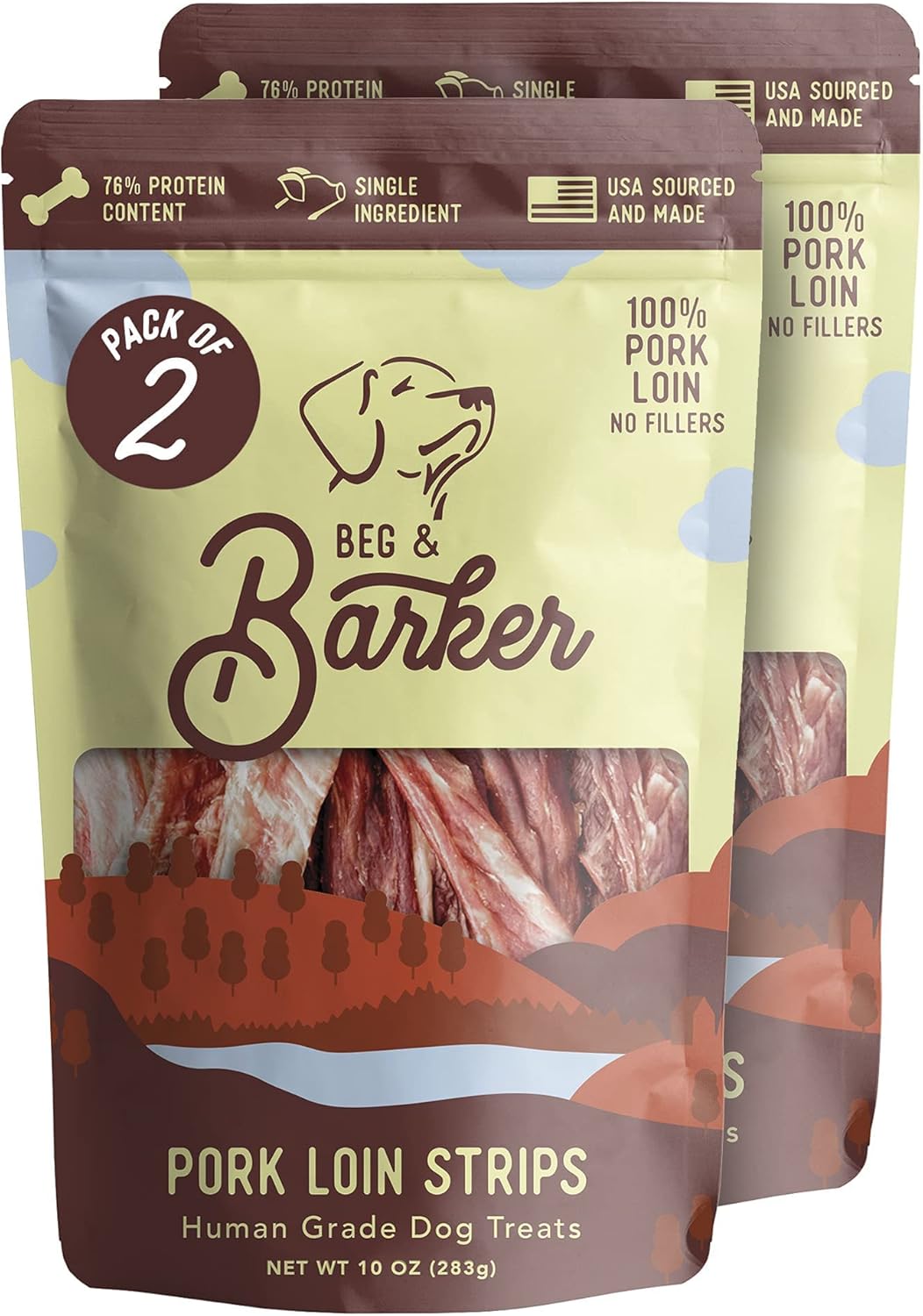 Pork Jerky for Dogs - High Protein Natural Dog Treats 10 Oz