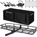 Folding Hitch Cargo Carrier 60 x 23 x 5.5 in - Heavy Duty 500 lb Racks