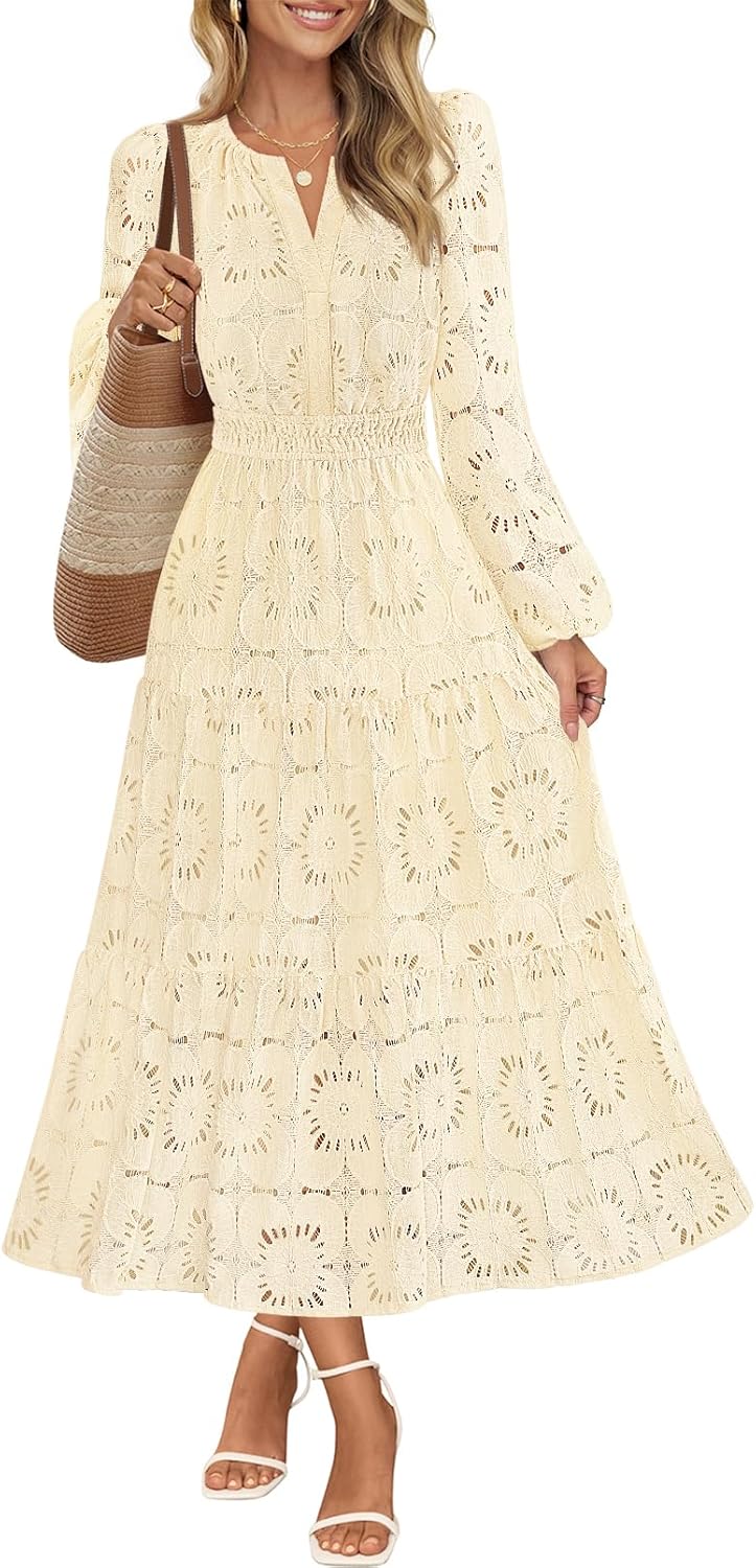 Elegant Floral Maxi Dress for Women with Pockets and Lace