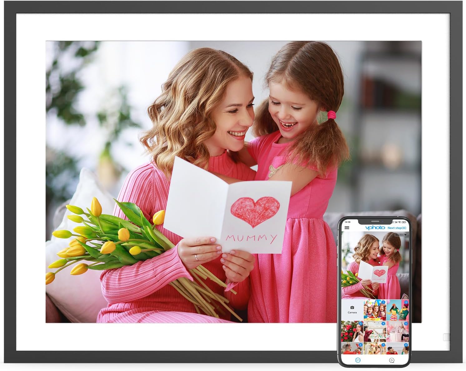 17 in Large Digital Picture Frame with WiFi and Touchscreen