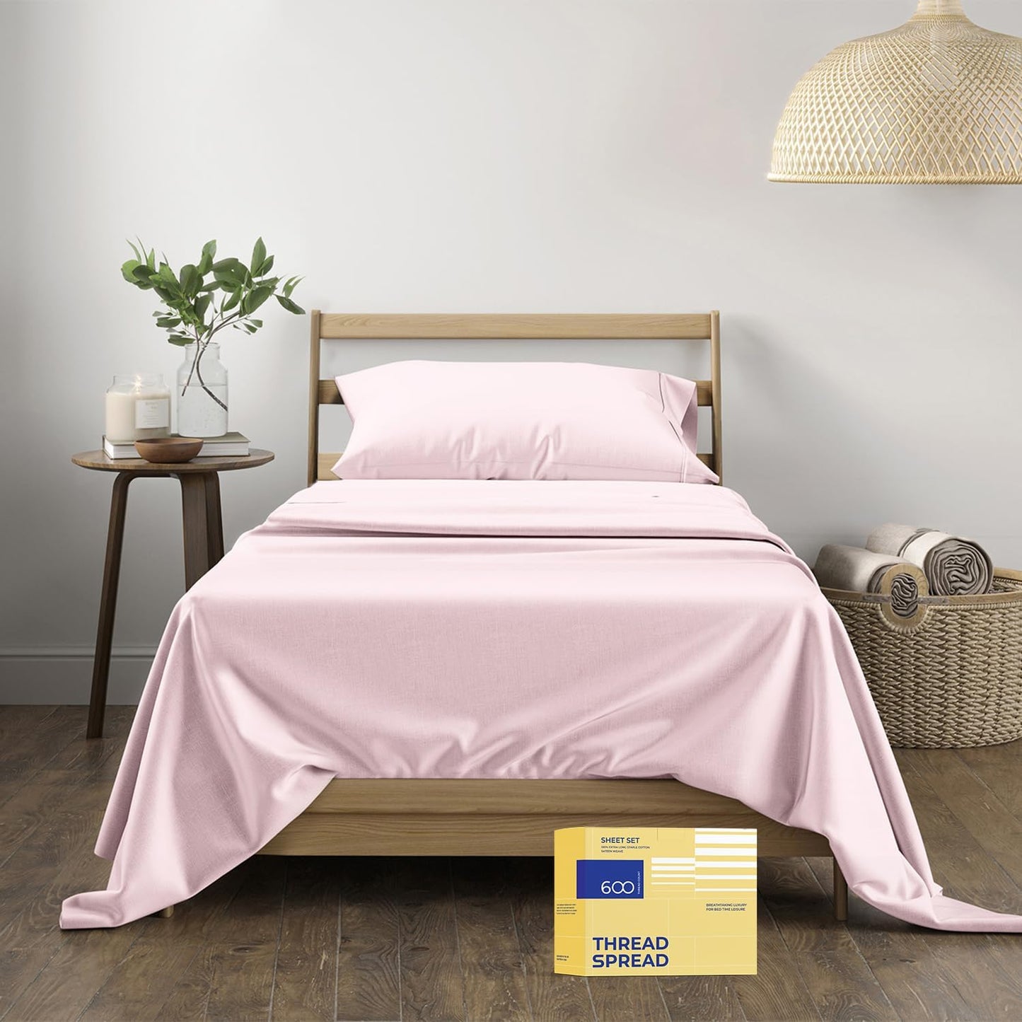 100% Egyptian Cotton Twin Sheets Set - Soft & Cooling Bedding