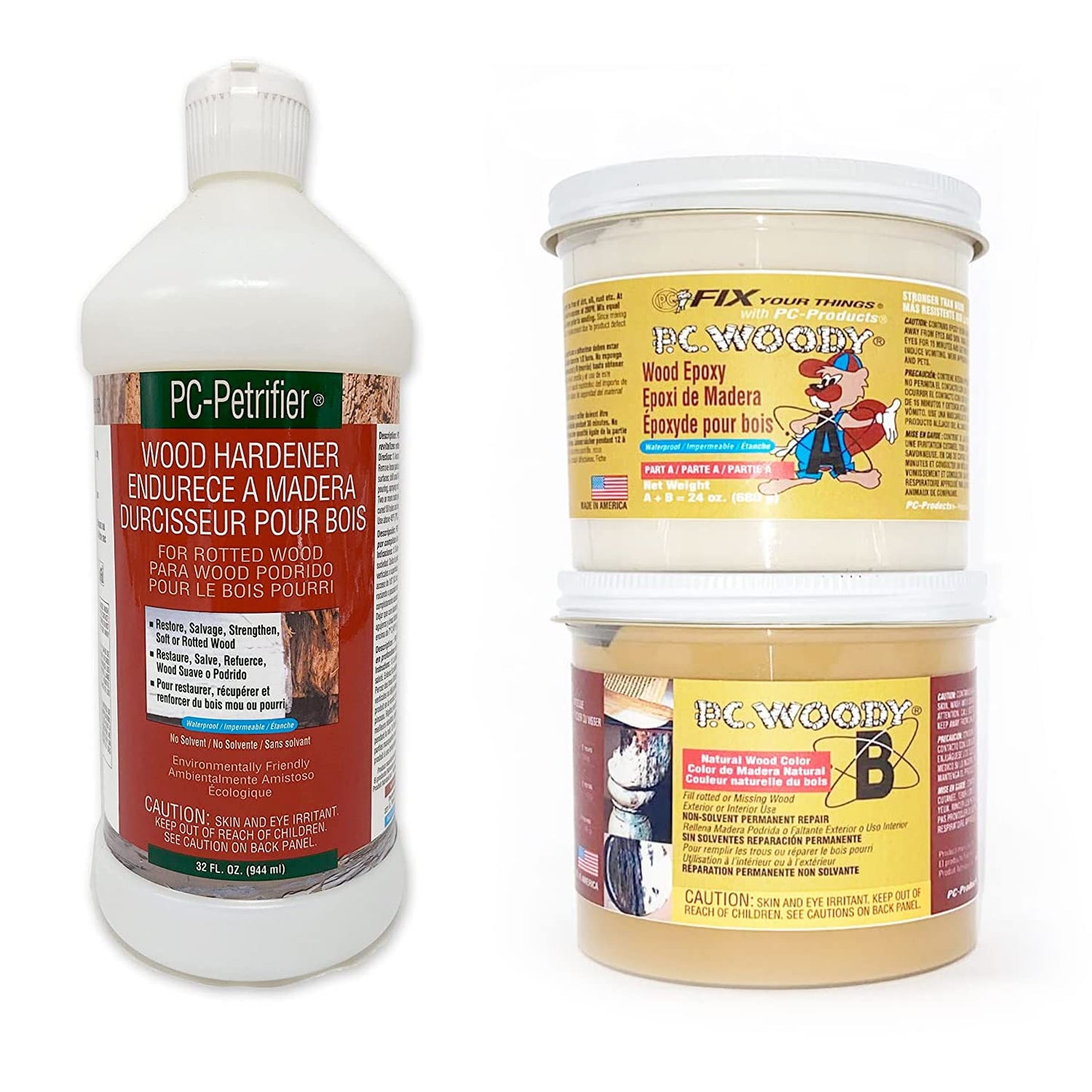 PC-Woody and PC-Petrifier Wood Repair Epoxy and Hardener Kit