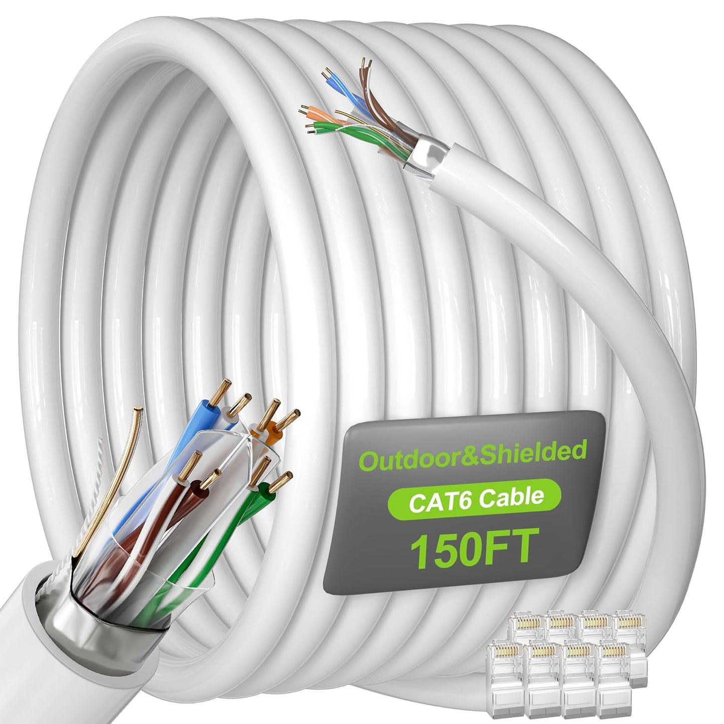 Cat 6 Outdoor Ethernet Cable 150ft for High-Speed Internet Use
