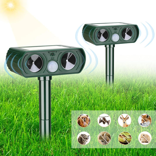 2 Pack Solar Ultrasonic Animal Repeller for Effective Deterrence