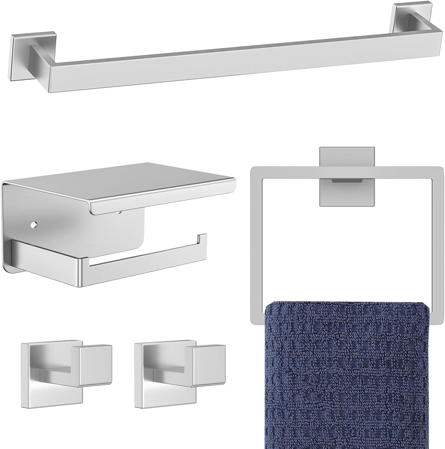 5-Pieces Brushed Nickel Bathroom Hardware Accessories Set