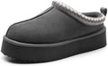 Women's Platform Slippers Genuine Suede - Warm Faux Fur Slip-On