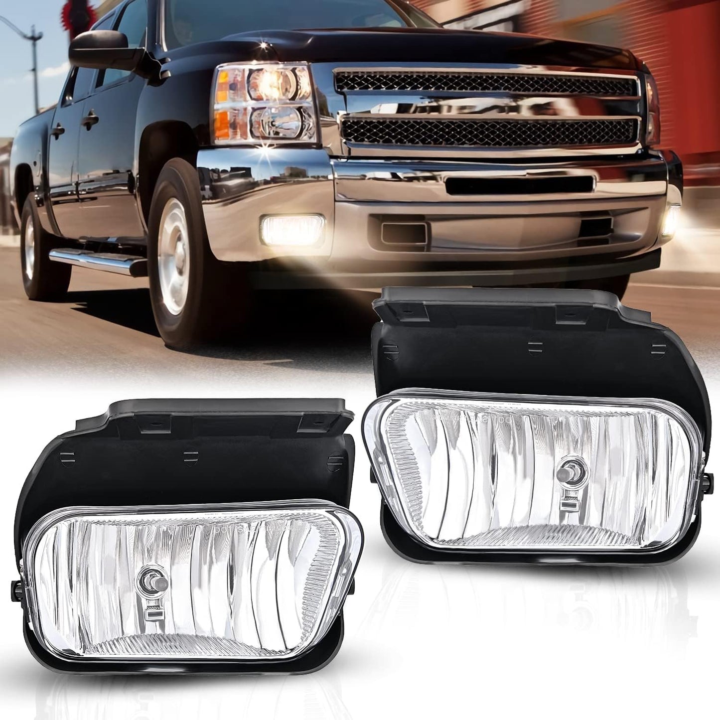 Nilight Fog Light Assembly for 2002-2007 Chevy Silverado & Avalanche