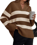 Striped Chunky Knit Oversized Pullover Sweater - Cozy Fall Staple