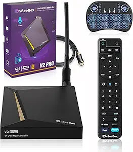 2024 Newest vSeeBox V2 Pro with Voice Remote and Mini Keyboard