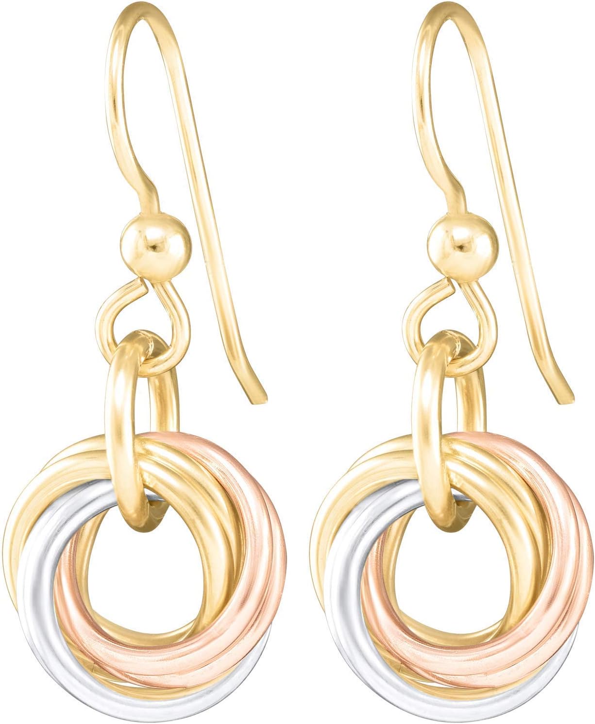 Dainty Tricolor Love Knot Dangle Earrings for Everyday Wear