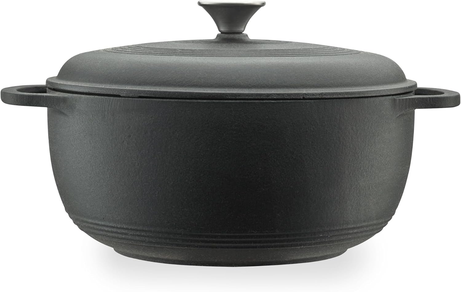 Cast Iron Round Dutch Oven 6 qt Matte Black for Cooking