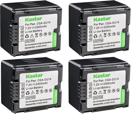 Kastar 4-Pack CGA-DU14 Battery Replacement for Panasonic Cameras