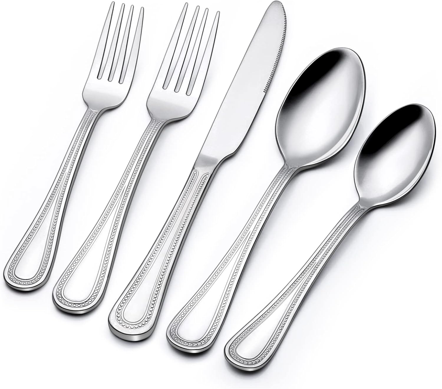 60-Piece Silverware Set for 12, Elegant Stainless Steel Flatware