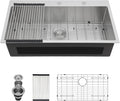 36 Drop in Kitchen Sink 16 Gauge Stainless Steel - Deep Single Bowl