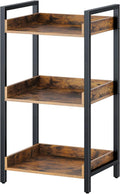 Rolanstar Bookshelf 3-Tier Narrow Corner Storage Rack - Rustic Brown