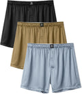 Stretch Satin Boxers for Men - Breathable Silk Feeling 3 Pack