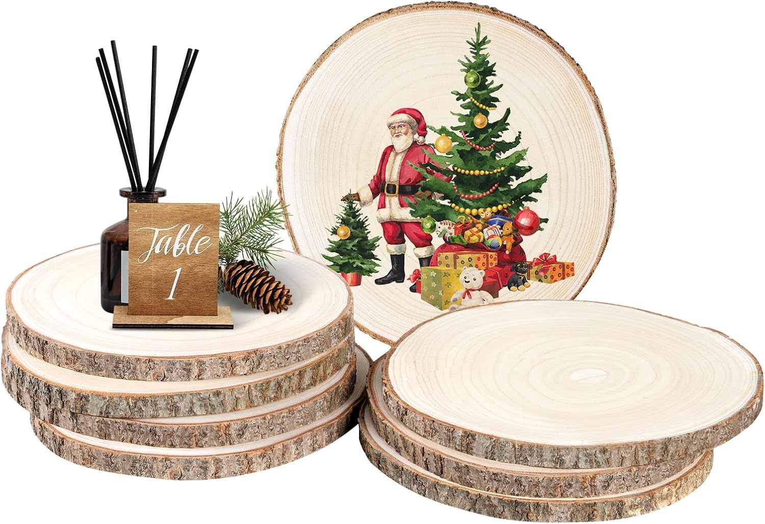 Natural Wood Slices for Crafts and Decor - 8 Pcs Unfinished