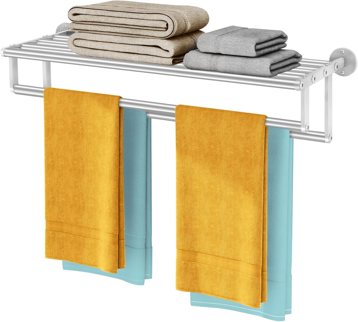 Double Towel Racks for Bathroom - Stylish Brushed Nickel Design
