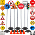 Large Traffic Signs Playset 32pc Set - Realistic Light-Up Traffic
