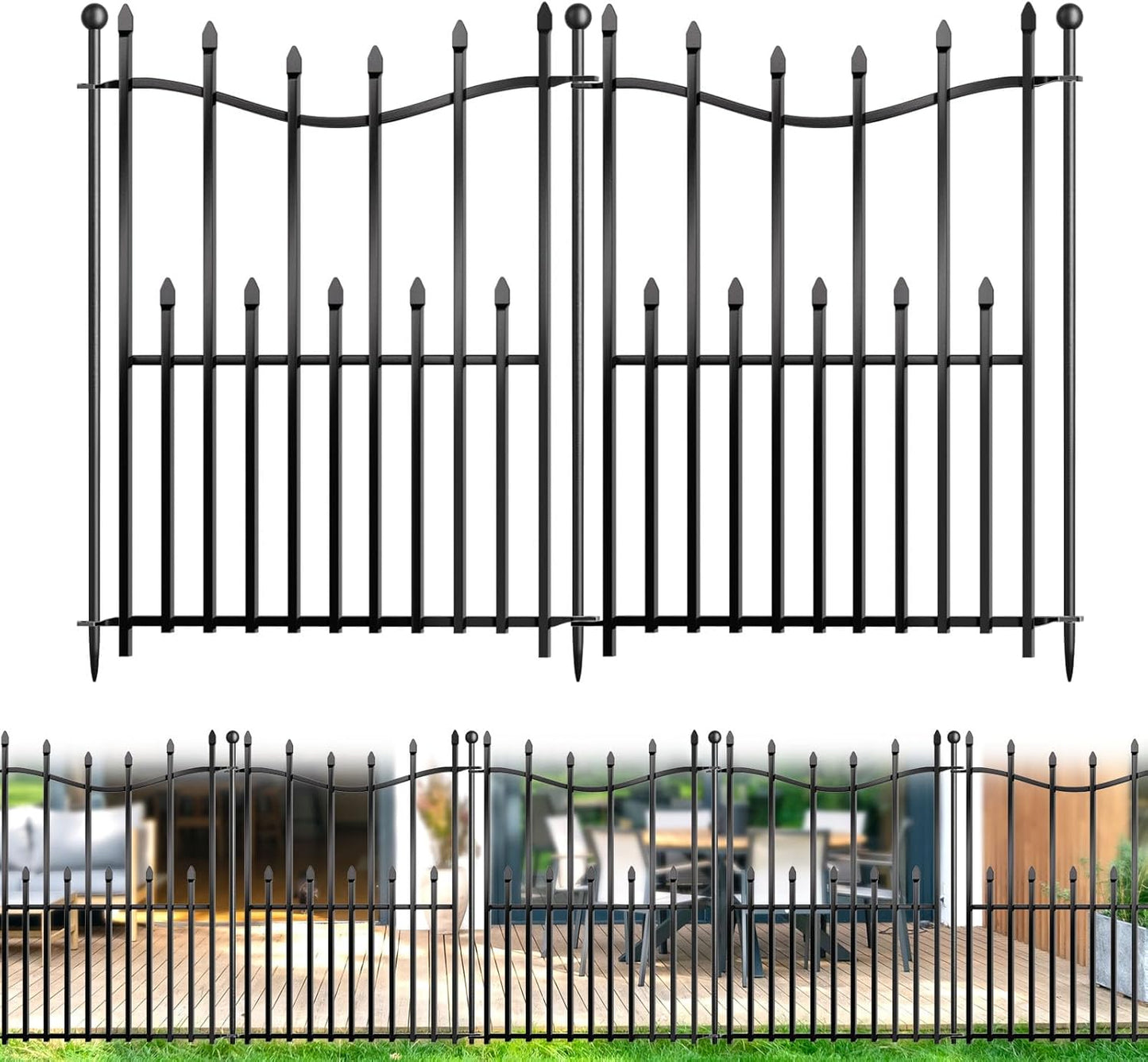 10 Panels No Dig Decorative Garden Fence for Outdoor Spaces