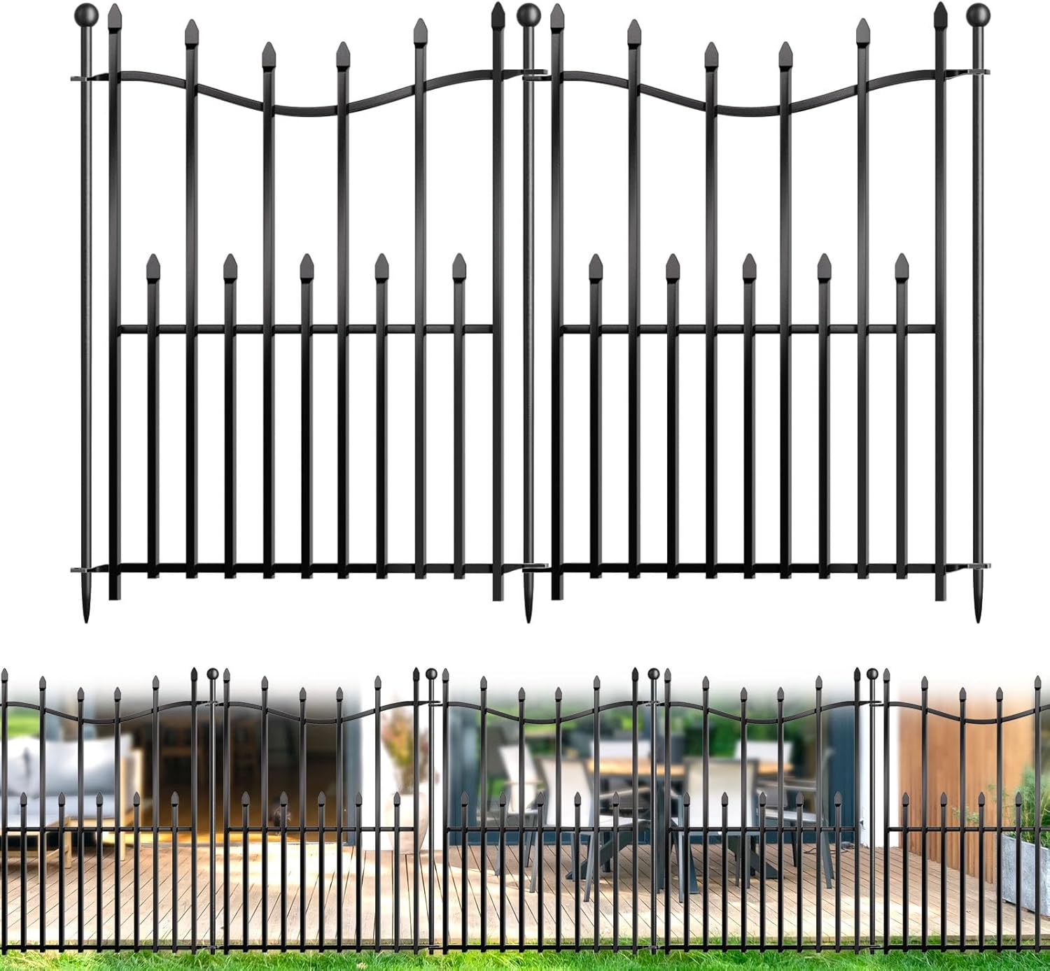 10 Panels No Dig Decorative Garden Fence for Outdoor Spaces